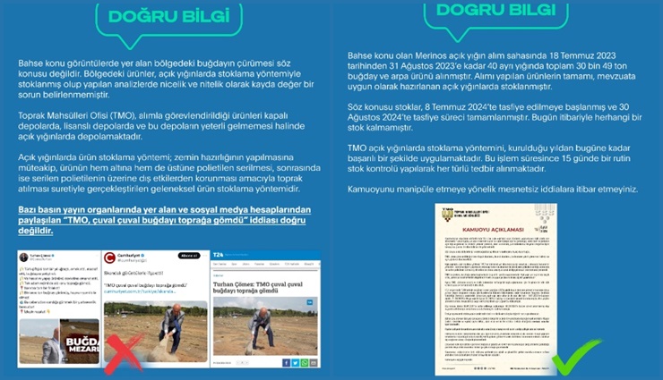 “TMO, çuval çuval buğdayı toprağa gömdü” iddiası doğru değil!