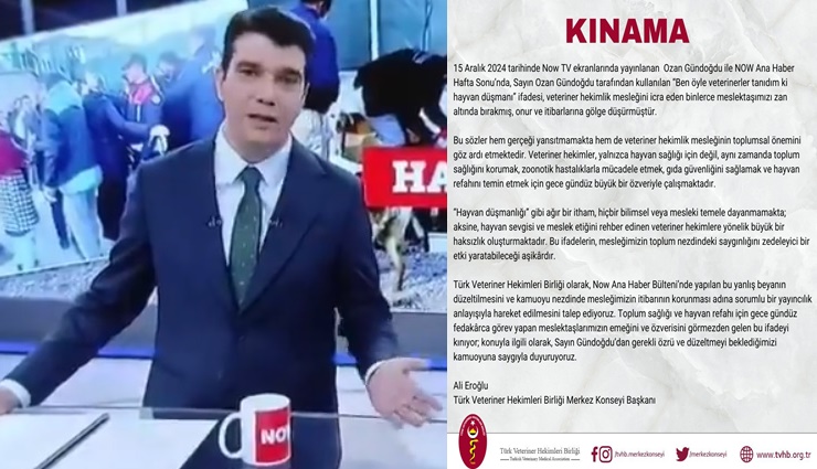 TVHB’den “öyle veterinerler tanıdım ki hayvan düşmanı” sözlerine tepki