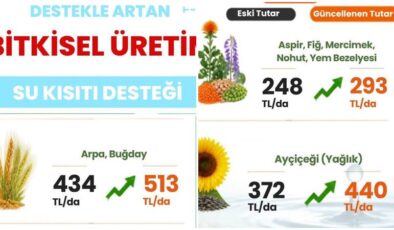 Bitkisel üretimde su kısıtı desteği artırıldı