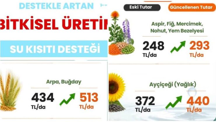 Bitkisel üretimde su kısıtı desteği artırıldı